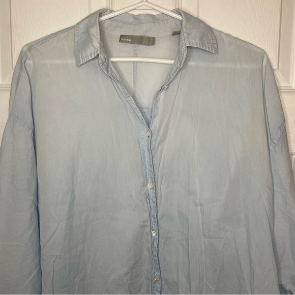 VINCE Light Blue Cotton Button Down Top Small - Picture 4 of 7